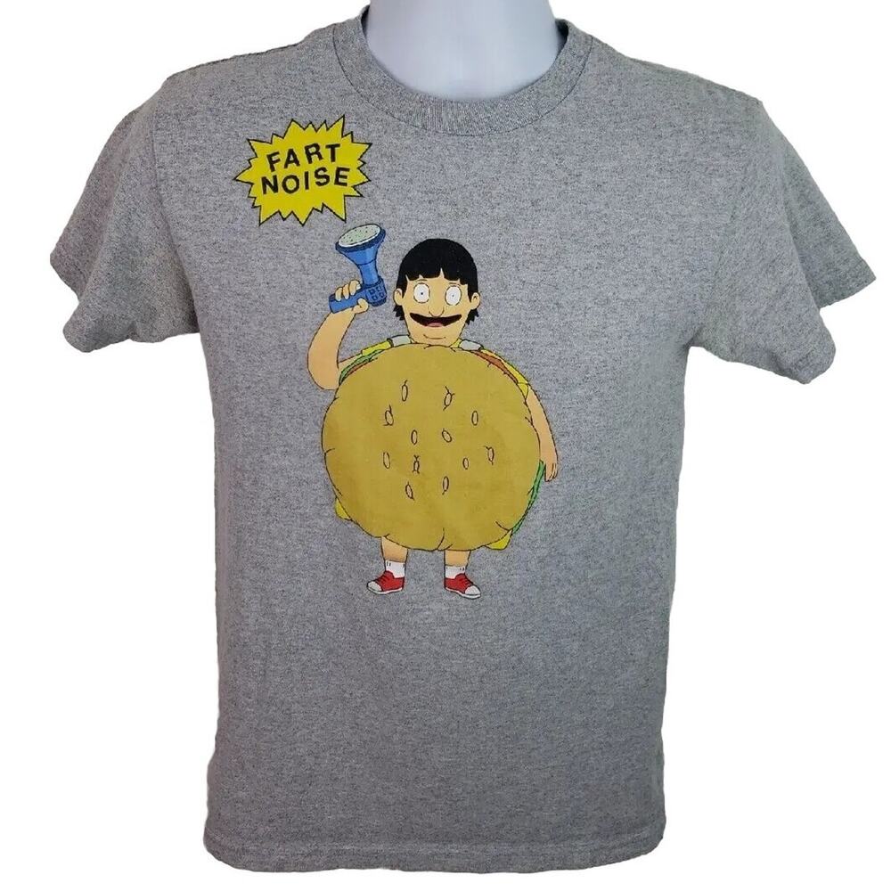 Official Bob's Burgers Cartoon TV Show Fart Noise Funny Tshirt Gray Size Small
